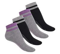 celodoro 4 Paires de Chaussettes Antidérapantes Yoga - Option 1 gris-violet 35-38