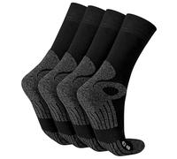 Celodoro 4 paires de chaussettes de randonnée, chaussettes de travail et chaussettes de sport - Chaussettes unisexes renforcées pour femmes et hommes, Noir , 47-50