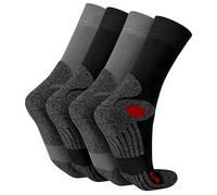 Celodoro Chaussettes de trekking pour homme et femme (4 paires), chaussettes de travail avec semelle en éponge, noir/gris, 47-50