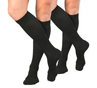 Celodoro Chaussettes de voyage pour homme et femme (2 paires) avec effet de compression, Noir , 43-46