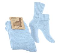 Celodoro Chaussettes en laine avec revers pour femmes et hommes, bleu clair, 39-42