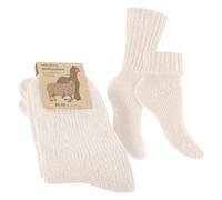 Celodoro Chaussettes en laine avec revers pour femmes et hommes, ivoire, 39-42