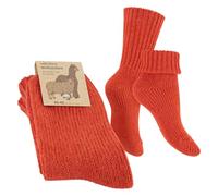 Celodoro Chaussettes en laine avec revers pour femmes et hommes, Orange, 35-38