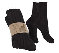 Celodoro CHAUSSETTES NATURELLES EN LAINE AVEC ALPAGE - 1 paire de chaussettes d'hiver chaudes, Noir , 35-38