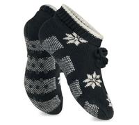 Celodoro Chaussettes norvégiennes en tricot pour femme (1 paire) de chaussettes avec semelle ABS, Noir , 35-38