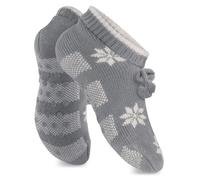 Celodoro chaussettes norvégiennes pour femmes, pour la maison (1 paire) Chaussettes de montagne antidérapantes - Gris Blanc 39/42
