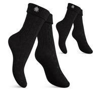 Celodoro Chaussettes traditionnelles pour femmes et hommes (lot de 2) avec épingle Edelweiss pour Oktoberfest, Noir , 43-46