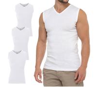 Celodoro Débardeurs homme à col en V - lot de 3 - top en côte fine, style Business - Blanc S