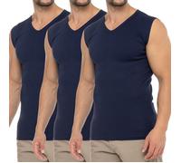 Celodoro Débardeurs homme à col en V - lot de 3 - top en côte fine, style Business - Marine L
