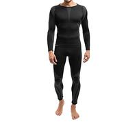 celodoro - Ensemble de sous-vêtements Thermiques (Haut + caleçon) - Sport/Ski - sans Coutures - Homme - Noir/Gris - Taille S/M