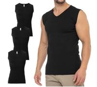 Celodoro Herren Business Muskelshirt V-Neck (3er Pack) Feinripp Top - Schwarz 3XL M