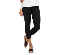 Celodoro Legging pour femme (3/4 Capri), pantalon en jersey stretch en coton, Noir , S