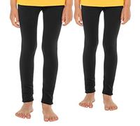 Celodoro Legging thermique pour enfant (1 ou 2 pièces) - Caleçon long chaud avec intérieur en polaire, 2 x noir., 110-116