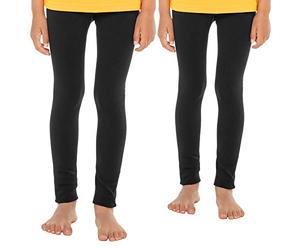 Celodoro Legging thermique pour enfant (1 ou 2 pièces) - Caleçon long chaud avec intérieur en polaire, 2 x noir., 110-116