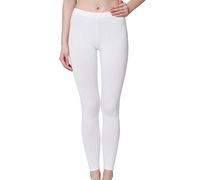 Celodoro Leggings pour femmes, pantalon en jersey extensible en coton, Blanc., L