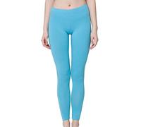 Celodoro Leggings pour femmes, pantalon en jersey extensible en coton, bleu clair, L