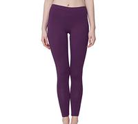 Celodoro Leggings pour femmes, pantalon en jersey extensible en coton, lilas, S