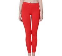 Celodoro Leggings pour femmes, pantalon en jersey extensible en coton, rouge, M
