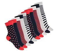 Celodoro Lot de 10 paires de chaussettes, écologiques, mignonnes, à motif, en coton régénérant, pour femme, pointure 35 à 38, rouge Rumba