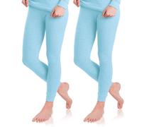 Celodoro Lot de 2 caleçons de ski et thermiques pour femme - Long caleçon d'hiver extra doux, bleu glace, L