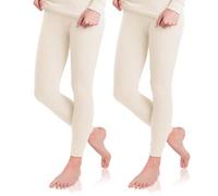 Celodoro Lot de 2 caleçons de ski et thermiques pour femme - Long caleçon d'hiver extra doux, ivoire, XL