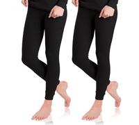 Celodoro Lot de 2 caleçons de ski et thermiques pour femme - Long caleçon d'hiver extra doux, Noir , L