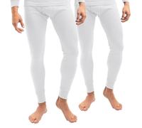 Celodoro Lot de 2 caleçons de ski thermiques pour homme - Long caleçon d'hiver, Blanc., XXL