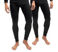 Celodoro Lot de 2 caleçons de ski thermiques pour homme - Long caleçon d'hiver, Noir , L