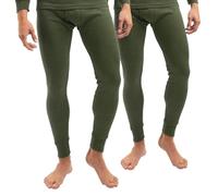 Celodoro Lot de 2 caleçons de ski thermiques pour homme - Long caleçon d'hiver, olive, XL