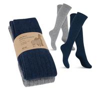 Celodoro Lot de 2 paires de chaussettes en laine d'alpaga pour homme et femme, Genoux gris marine, 35-38