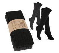 Celodoro Lot de 2 paires de chaussettes en laine d'alpaga pour homme et femme, Genoux noir-anthracite, 43-46