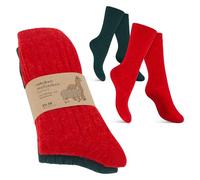 Celodoro Lot de 2 paires de chaussettes en laine d'alpaga pour homme et femme, Rouge/vert, 43-46