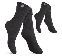 Celodoro Lot de 2 paires de chaussettes folkloriques pour homme et femme avec épingle Edelweiss pour la fête de la bière, anthracite, 43-46