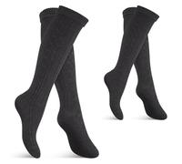 Celodoro Lot de 2 paires de chaussettes folkloriques pour homme et femme avec revers pour fête de la bière, anthracite, 43-46