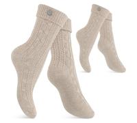 Celodoro Lot de 2 paires de chaussettes pour homme et femme avec pointes en blanc - Beige - 43-46