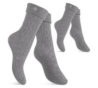 Celodoro Lot de 2 paires de chaussettes pour homme et femme avec pointes en blanc - Gris - 43-46
