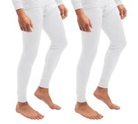 Celodoro Lot de 2 pantalons de ski et sous-vêtements thermiques pour homme Light - Long sous-vêtement d'hiver, Blanc., 4XL