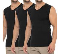 celodoro Lot de 3 T-Shirts ajustés sans Manches avec col en V - Homme - Noir - Taille XL