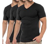 celodoro Lot de 3 T-Shirts élégants avec col en V - Homme - Noir - Taille M