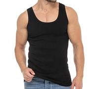 celodoro Lot de 4 débardeurs/Maillots de Corps - côtes Fines - Homme - Noir - Taille 5XL