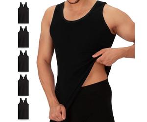 celodoro Lot de 5 Maillots de Corps à Fines côtes pour Hommes - Noir 6XL
