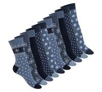 Celodoro Pack de 10 paires de chaussettes en coton pour femme Différents motifs au choix - Bleu - 35-38