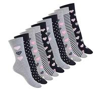 Celodoro Pack de 10 paires de chaussettes en coton pour femme Différents motifs au choix - Gris - 39-42