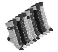 Celodoro Pack de 10 paires de chaussettes en coton pour femme Différents motifs au choix - Gris - 39-42