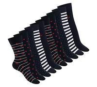 Celodoro Pack de 10 paires de chaussettes en coton pour femme Différents motifs au choix - Violet - 35-38