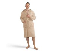 Celodoro Peignoir pour homme et femme en pur coton, beige avec capuche, M