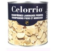 Celorrio Champignons de Paris Émincés, Boîte 3 kg, Poids Égoutté 1.33 kg, Format Professionnel