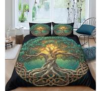 Celtic Arbre Ensemble De Literie 3 Pièces 3D Imprimée Microfibre Hypoallergique Mythical Nature Art Parure de Lit avec 2 x Taies d'oreiller Respirante for Chambre de Adolescents Single（135x200cm）
