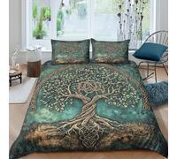 Celtic Arbre Housse de Couette Microfibre résistante 3 Pièces 3D Effet Douce Mythical Nature Art Ensemble De Literie avec Fermeture Éclair Confortable for Garçon King（220x240cm）