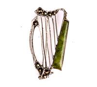 Celtic Desire Jewellery Broche harpe irlandaise Connemara en argent marbré